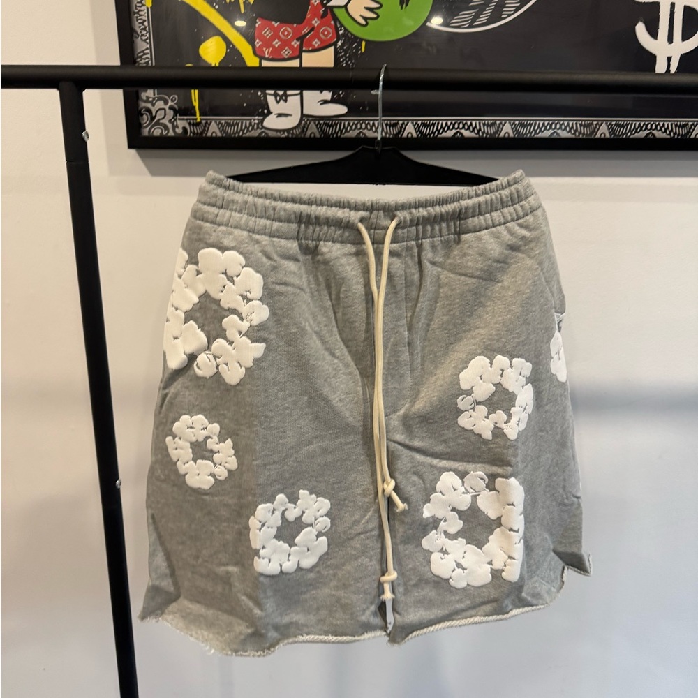 Gray denim tears shorts unisex